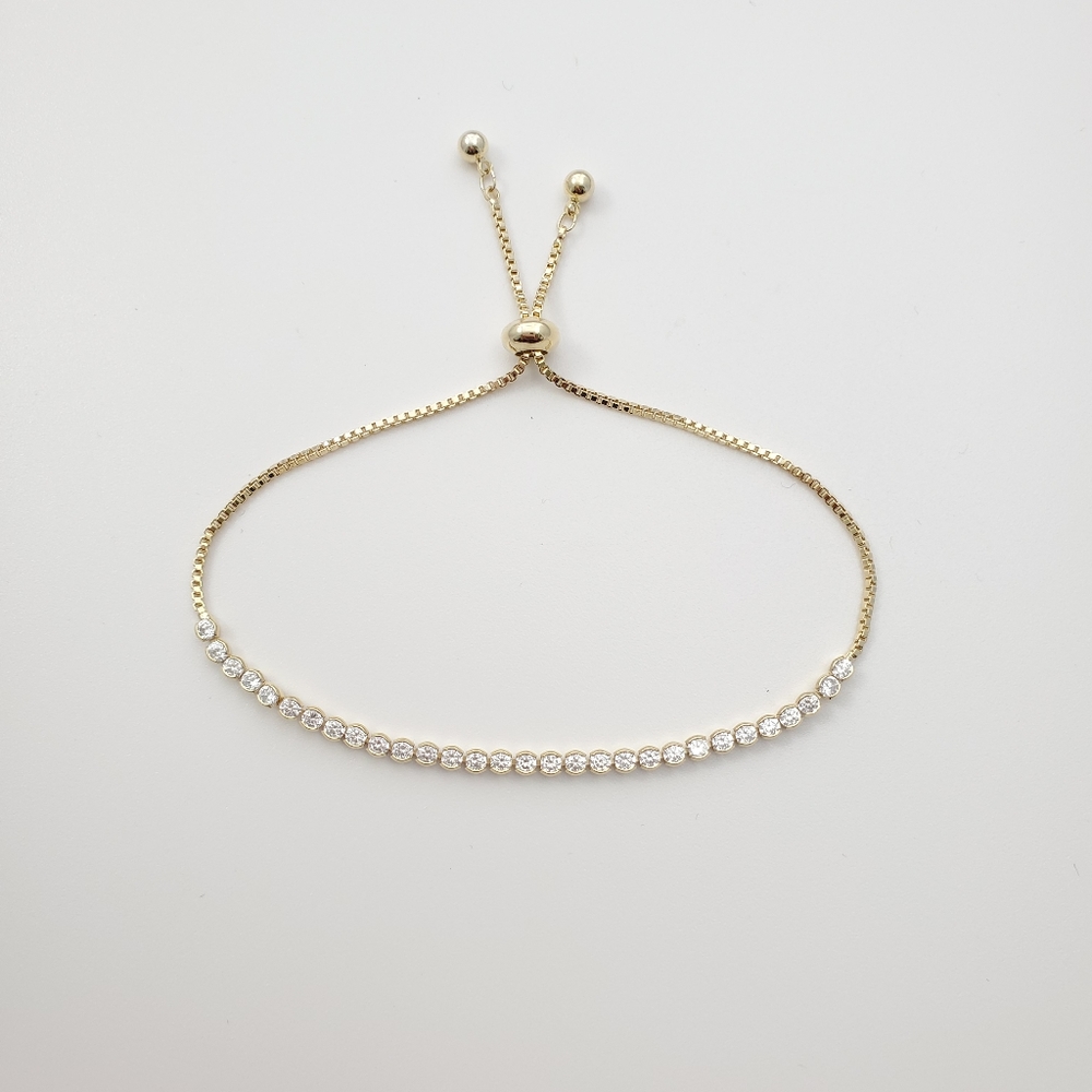 Gold Mini Rhinestone Adjustable Bracelet - Picture 4 of 6